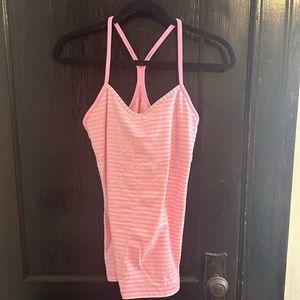 Lululemon power y tank pink and white stripes size 8